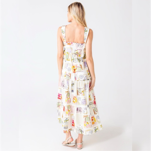Hunter Bell Poppy Maxi Dress XS Cotton Abstract Print Resort Vacation Coastal - Picture 4 of 12